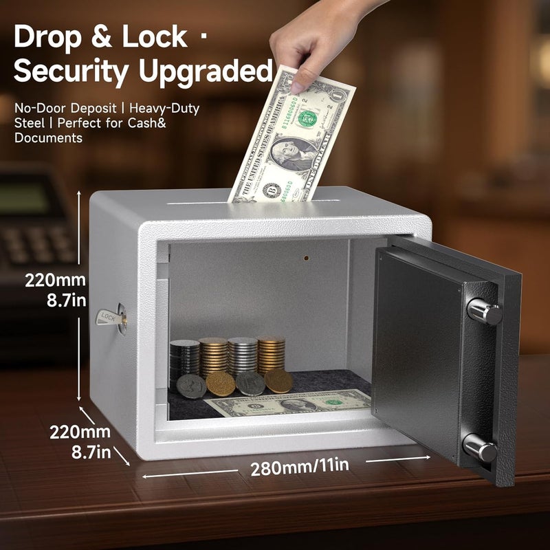 WeHere Safe Box with Smart Keypad Lock, Small Cash Drop Box, App/One-Time Password/Fixed Code/Spare Key Unlock, Safe Cabinet for Home, Office, Hotel Storage Gun, Money, Jewelry, 0.45 Cubic feet - Image 3